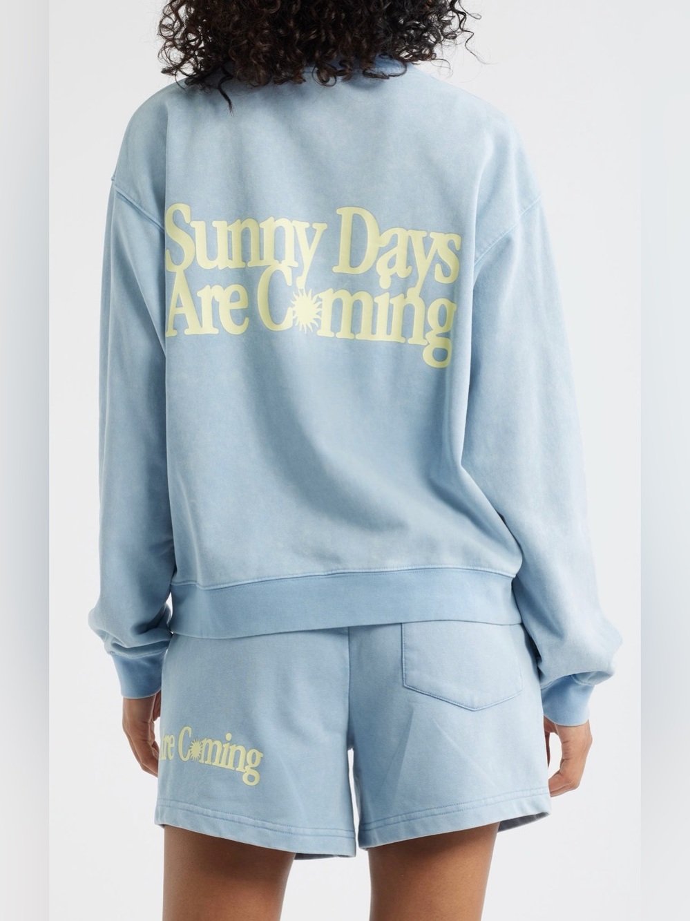 Mayfair Group Sunny Days Are Coming Blue Acid Wash Sweatshirt XS